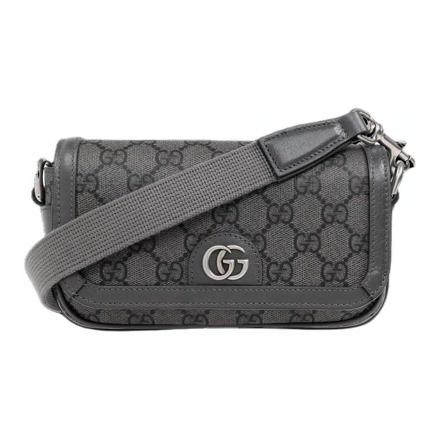 GUCCI Ophidia Canvas With Leather Crossbody Bag, Shoulder Bag Extra Mini Men's Gray & Black