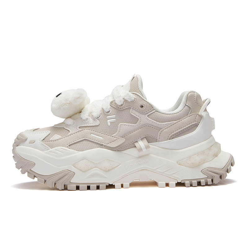 FILA FUSION Bianco Moisture Wicking Height Increasing Low top Casual Shoes Women's Brown White