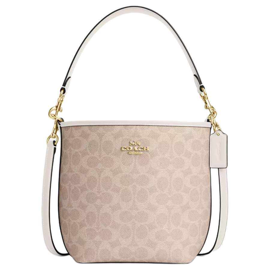 COACH City Bucket Coated Canvas Bucket Bag, Portable Crossbody Bag, Shoulder Bag Small Women's Sand