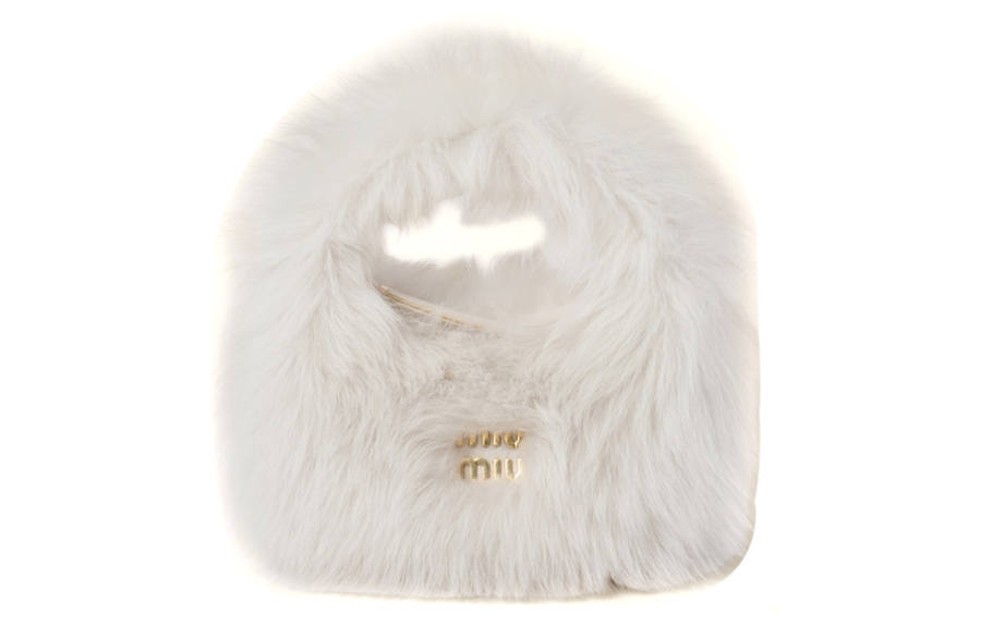 MIU MIU Wander Leather With Hair Sheep Leather Shoulder Bag, Crossbody Bag, Handbag Women's Ivory