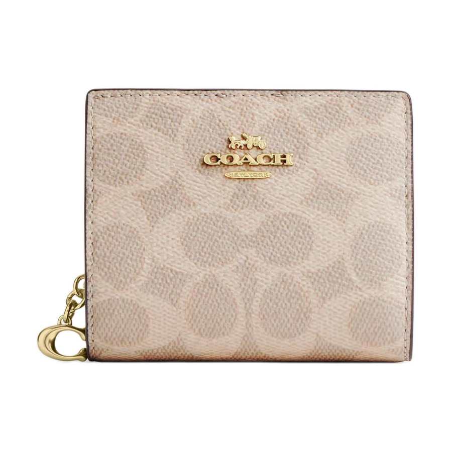 COACH COACH Snap Wallet Coated Canvas Wallet Women's Sand