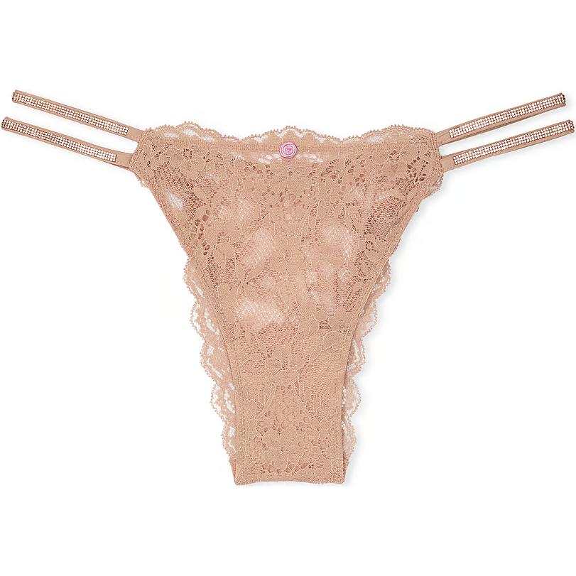 Victoria's Secret Dream Angels Twinkle Strap Lace Brazilian Panty/P Underpants Women's 1 Pack Praline