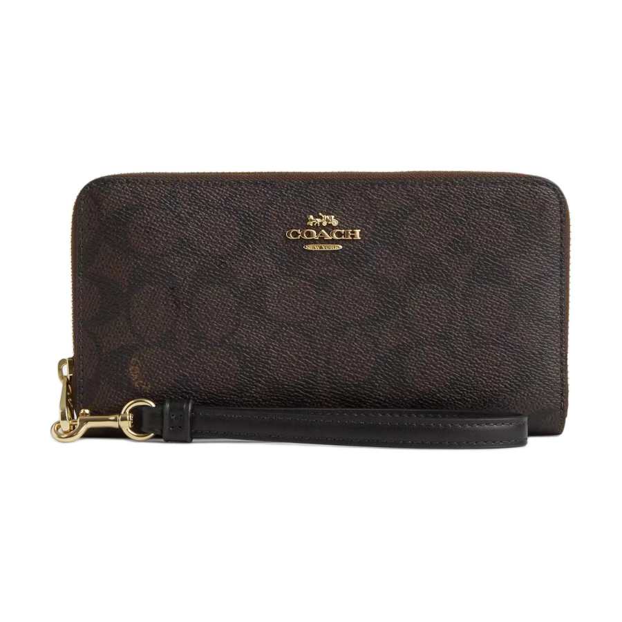 COACH COACH Coated Canvas Wallet Women's Walnut Wood