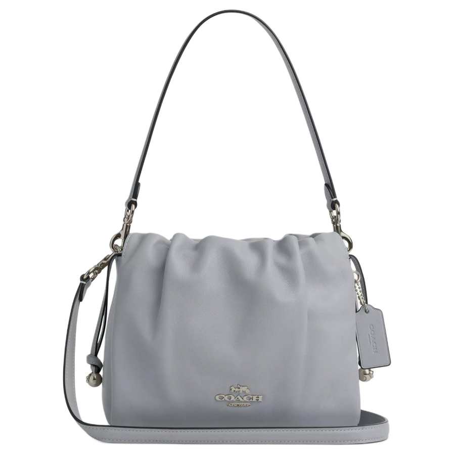 COACH Faye Smooth Leather Crossbody Bag, Shoulder Bag Small Women's Gray Blue