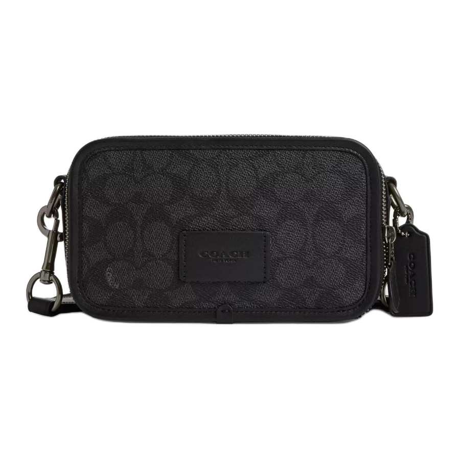 COACH Wyatt Coated Canvas With Calfskin Crossbody Bags Small Men's Charcoal