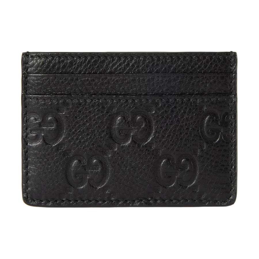 GUCCI GG Emblem Leather Card Holder Women's Black