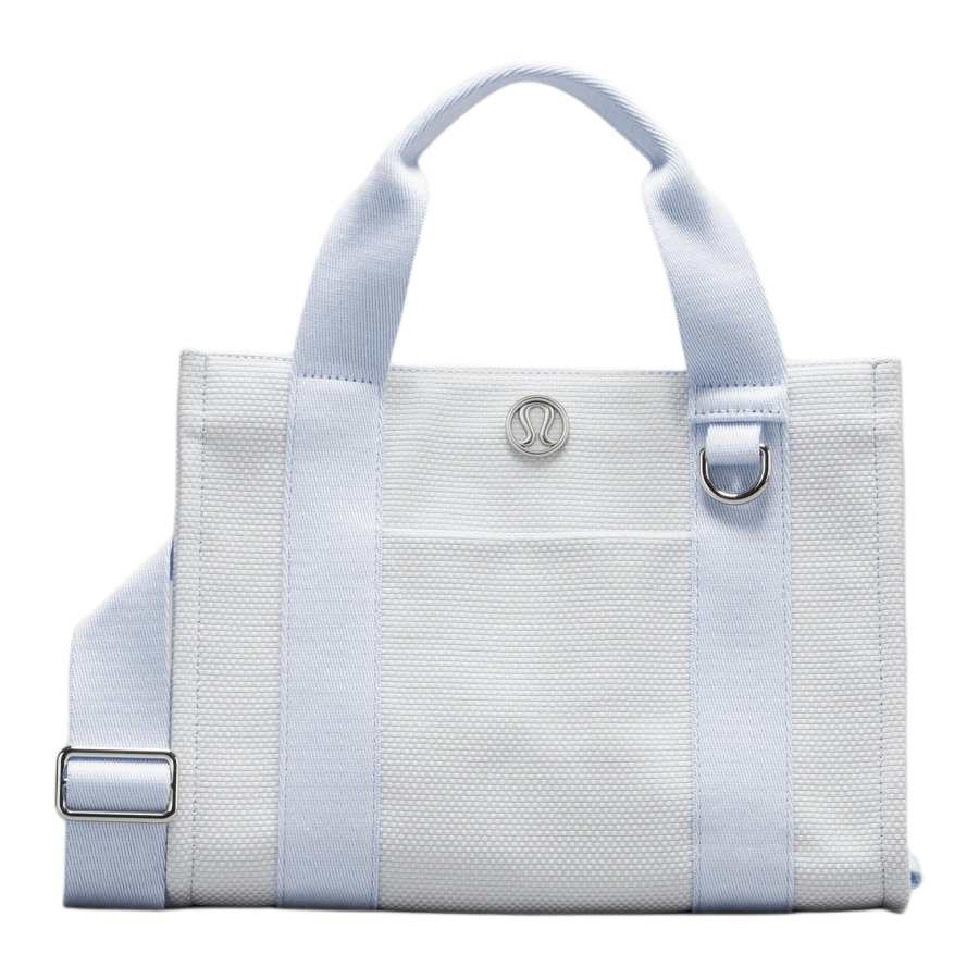 Lululemon Cotton Blend Canvas Shoulder Bag, Crossbody Bag, Handbag Mini Women's Pinwheels Light Blue & Light Ivory
