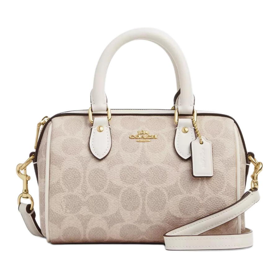 COACH Rowan Artificial Leather Shoulder Bag, Crossbody Bag, Handbag Small Women's Vanilla White
