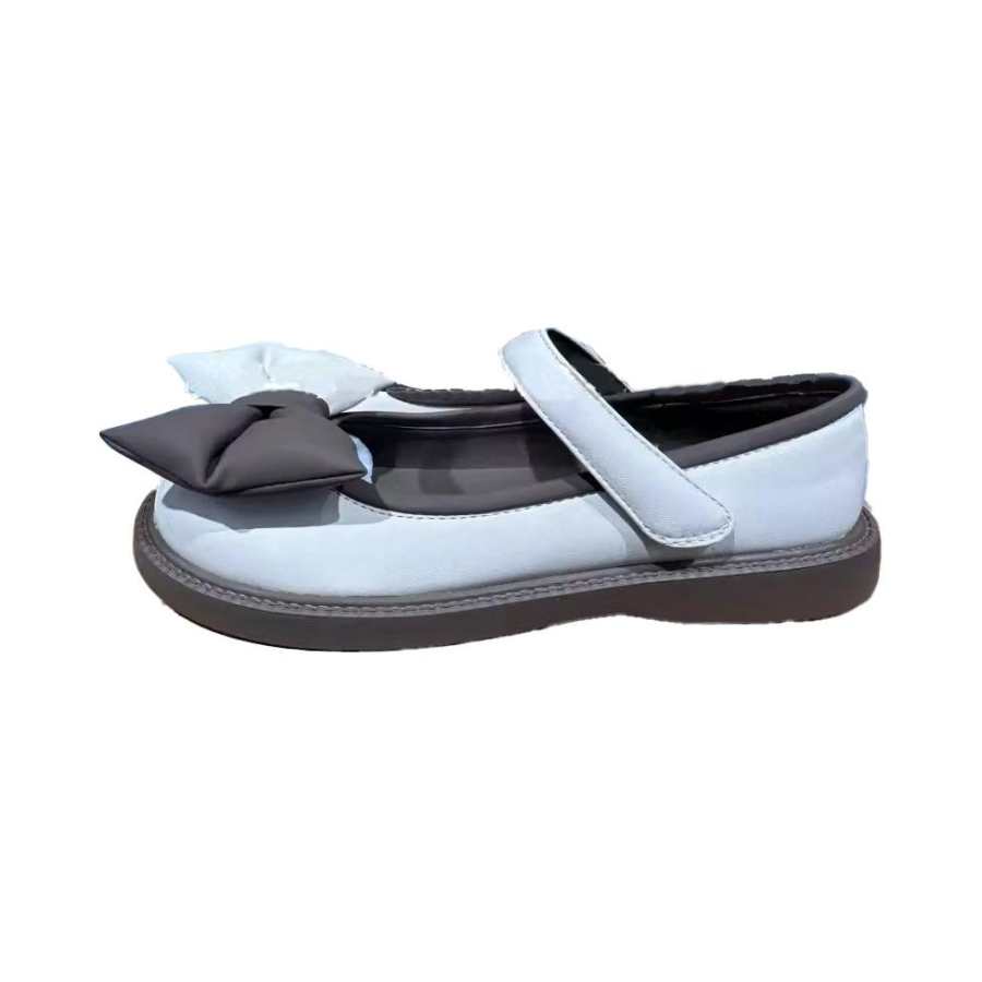 BALABALA Slip Resistant And Breathable Slip Resistant And Breathable Low top Kids' Leather Shoes Ecru