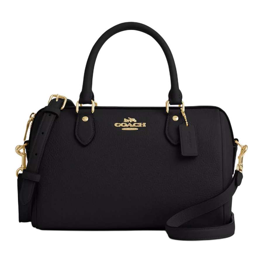 COACH Rowan Pebbled Leather Shoulder Bag, Crossbody Bag, Handbag Medium Women's Black