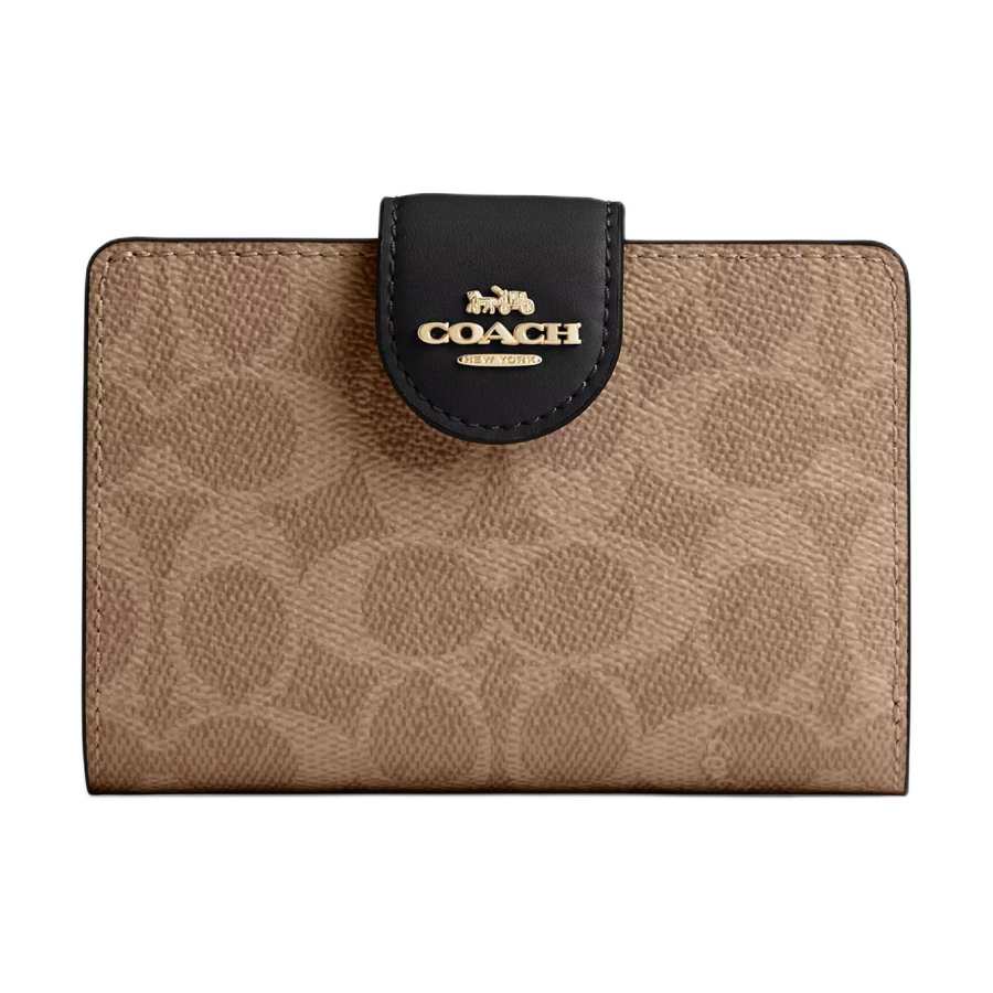 COACH COACH Leather Wallet Women's Tan & Black