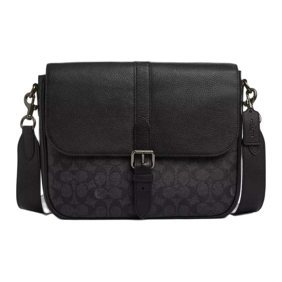 COACH WARNER Coated Canvas Shoulder Bag, Crossbody Bag Large Men's Charcoal & Black