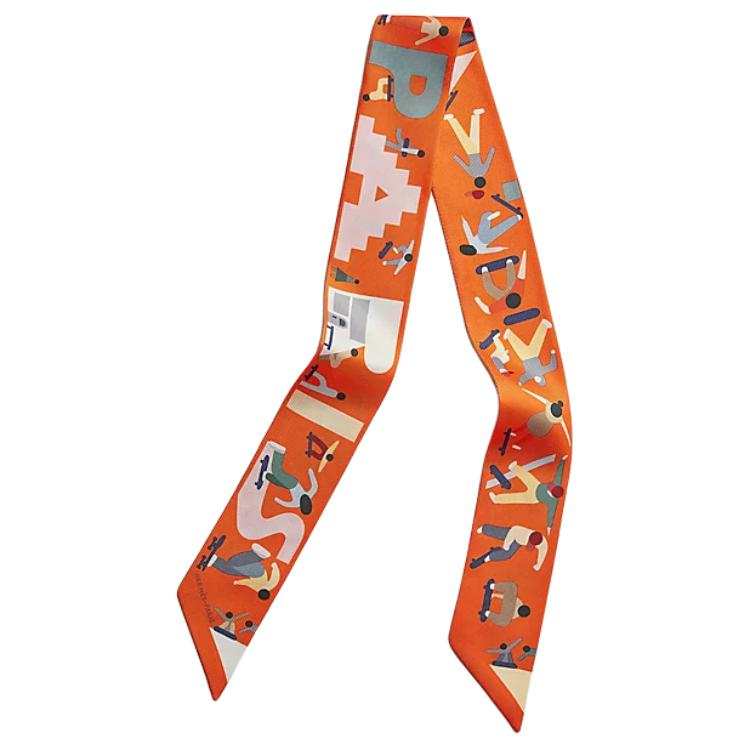 HERMES Mulberry Silk Scarves Women's Orange
