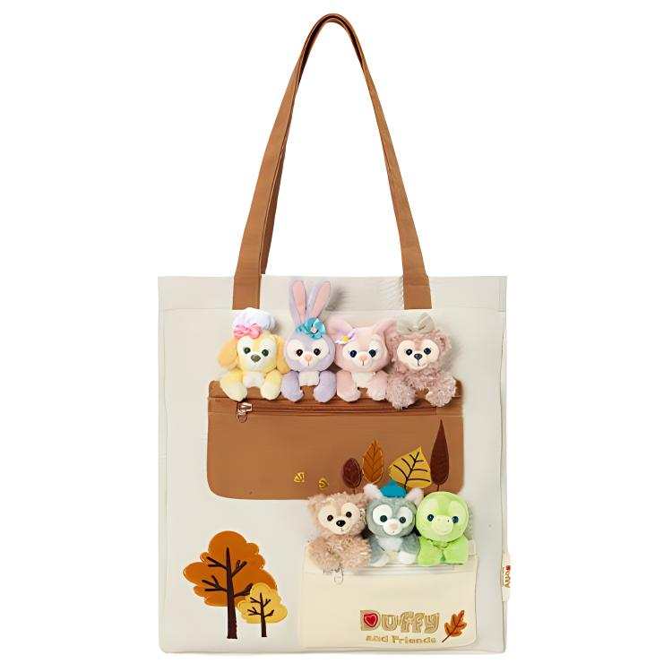 Disney Fabric Seven Treasures Bag, Tote Bag, Shopping Bag, Shoulder Bag Unisex Beige