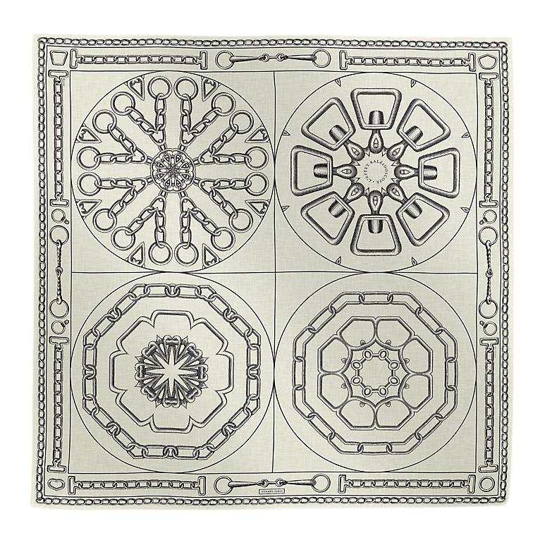 HERMES Mulberry Silk, Cashmere Shawls Women's White/Black
