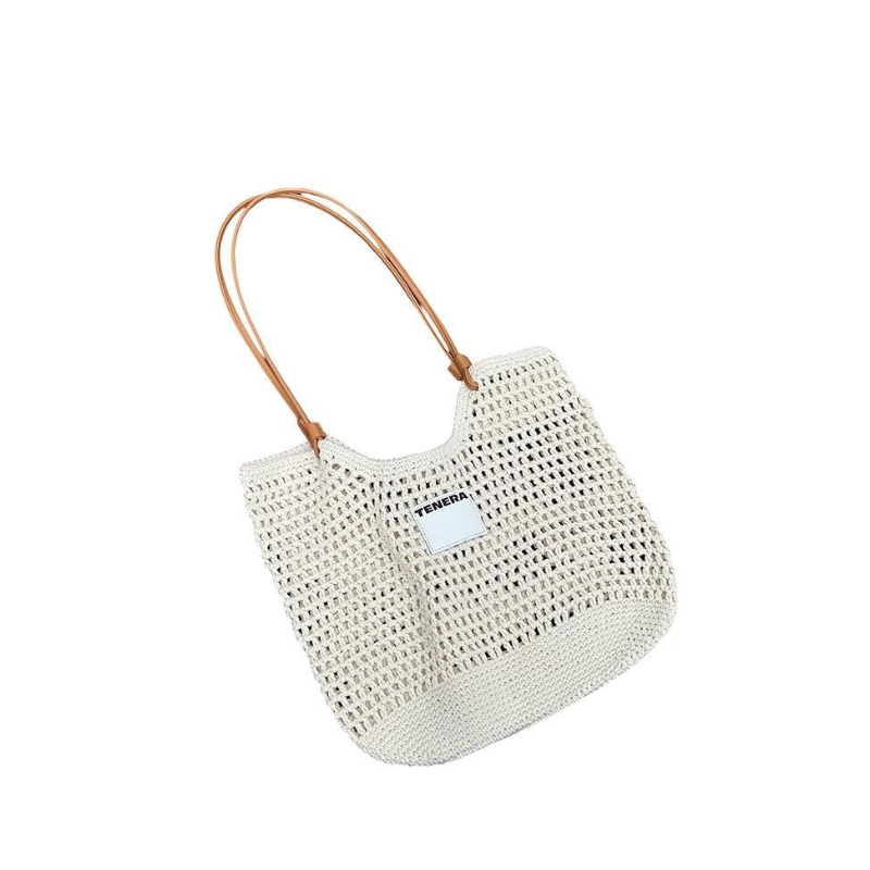 TENERA Recycled Cotton Handbag, Shoulder Bag Regular Unisex White/Brown