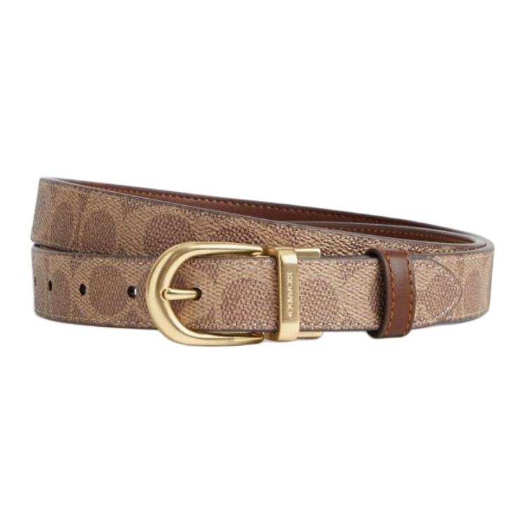 COACH COACH Coated Canvas Leather Belts Women's Tan/Brown Width 2.5cm