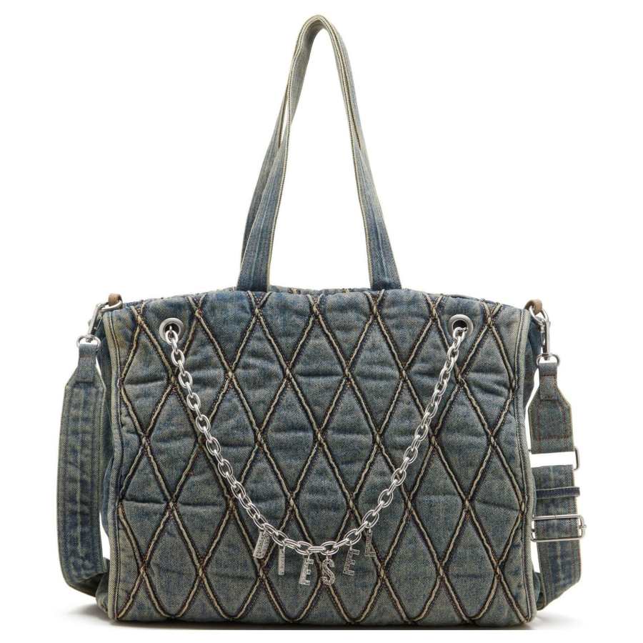DIESEL Denim Tote Bag, Shopping Bag, Shoulder Bag, Crossbody Bag, Handbag Women's Blue