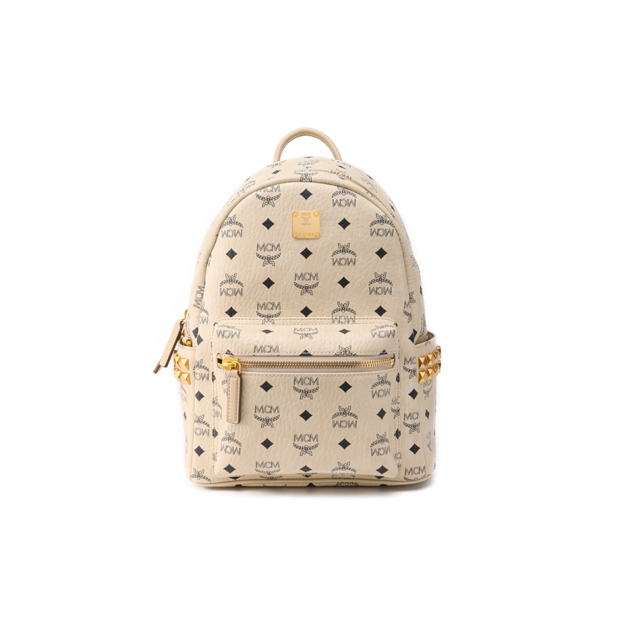 MCM MCM Stark Canvas With Leather Backpack Small Unisex Beige