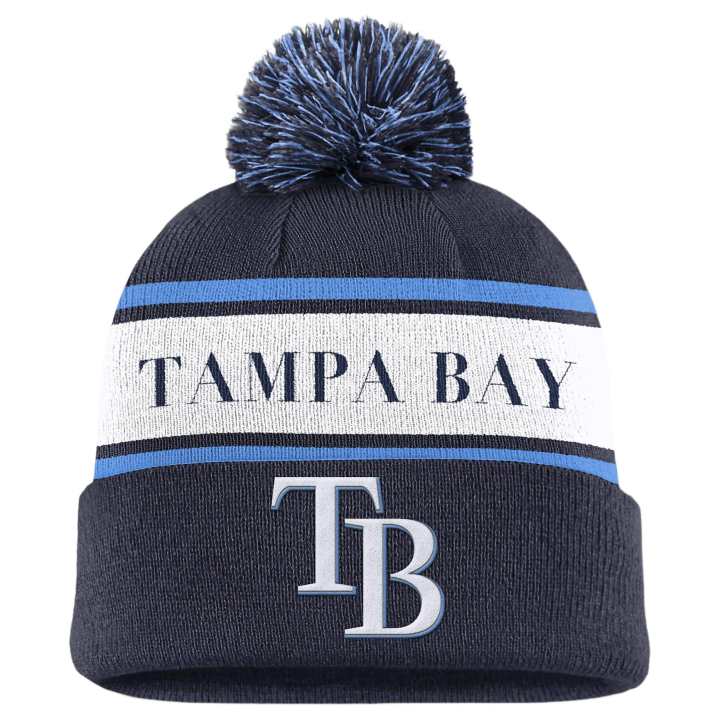 Nike Nike Tampa Bay Rays Team Stripe Peak Men's Nike Mlb Cuffed Pom Beanie