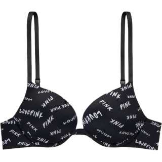 Victoria's Secret PINK Girlish Bra Women's Black Letter Print
