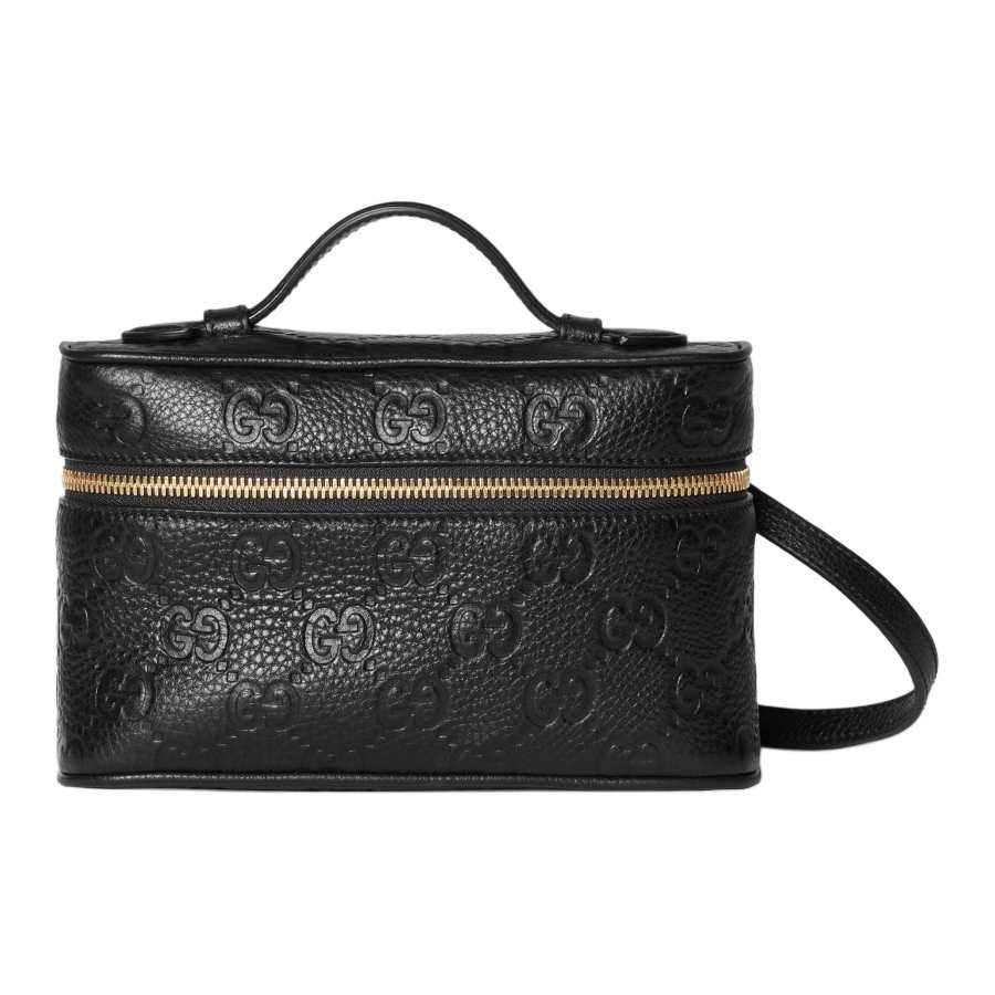 GUCCI GG Emblem Grain Leather Shoulder Bag, Crossbody Bag, Handbag Extra Mini Women's Black