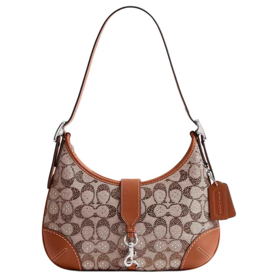COACH Hamptons Leather Hobo Bag, Handbag, Shoulder Bag Large Women's Burnished Amber