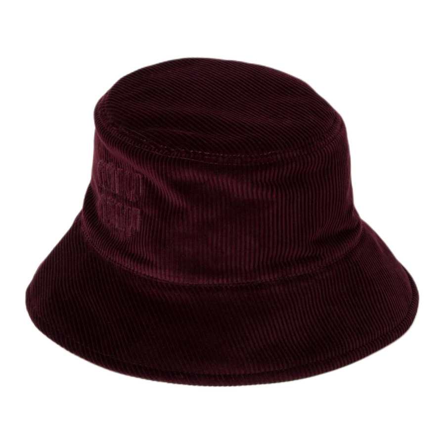 MIU MIU Brand Logo Fabric Bucket Hats Unisex Fuchsia/Corn Yellow