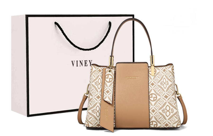 VINEY Synthetic Leather Handbag, Crossbody Bag, Shoulder Bag Regular Women's Elegant Apricot