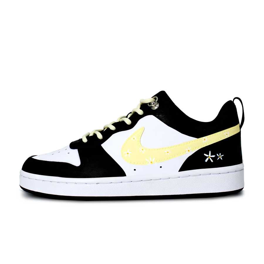 Nike Nike Court Borough Breathable And Wear resistant Low top Kids' Skateboarding Shoes Black White Yellow Teenagers