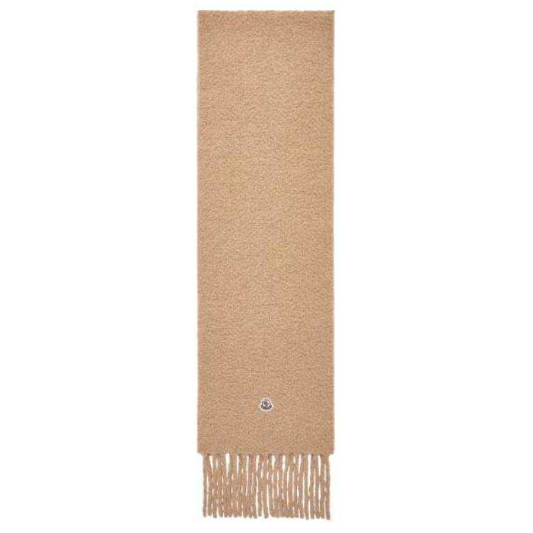 Moncler Moncler Logo Patch Brushed Fringed Scarf