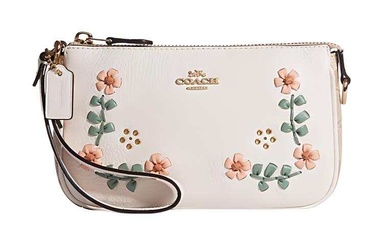 COACH Nolita Cow Leather Detail Clutch Small Women's White