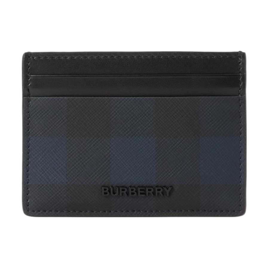 Burberry PU Polyurethane Card Holder Men's Marine Blue