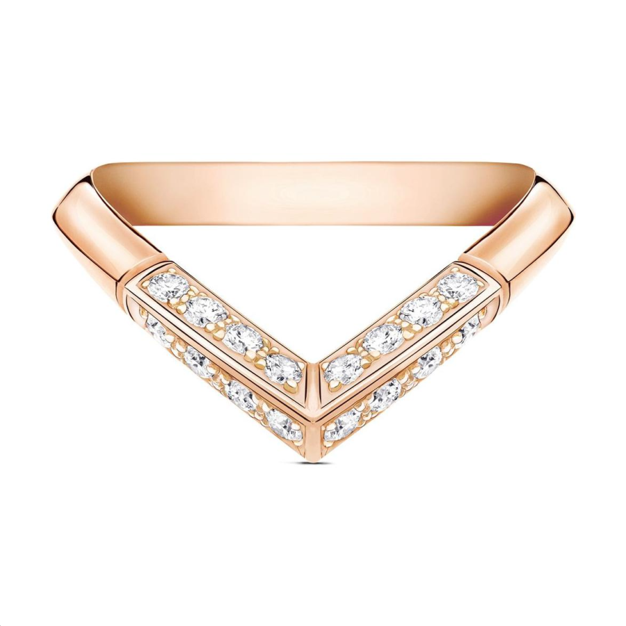 LOUIS VUITTON LOUIS VUITTON Lv Diamonds Pavé V Ring Pink Gold