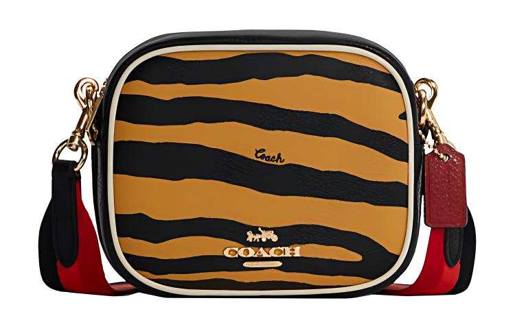 COACH Dempsey Leather Camera Bag, Crossbody Bag Small Women's Yellow/Black
