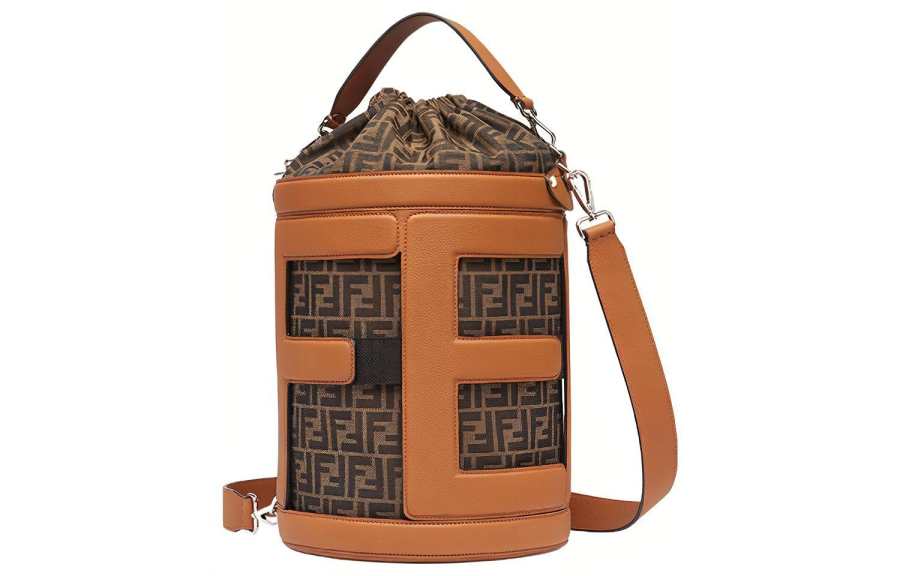 FENDI Leather Bucket Bag, Shoulder Bag, Crossbody Bag, Handbag Women's Brown