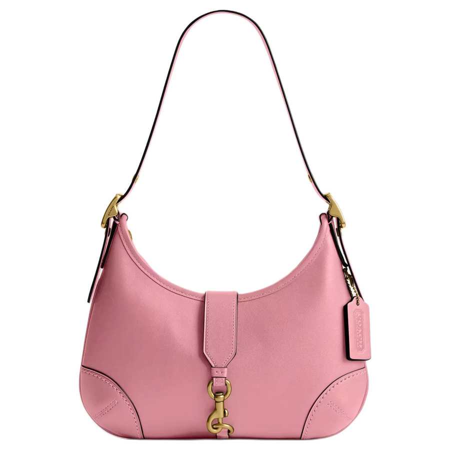 COACH Hamptons Tanned Leather Crescent Bag, Handbag, Shoulder Bag Large Women's Pink