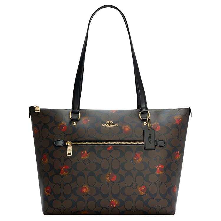 COACH Gallery Leather PVC Tote Bag, Shopping Bag, Handbag, Shoulder Bag Large Women's Dark Brown