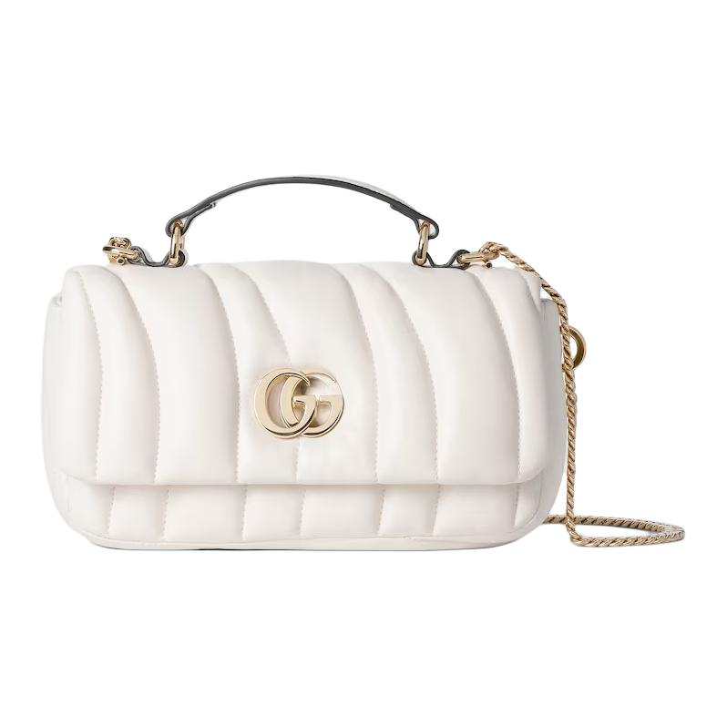 GUCCI GG Milano Quilted Leather Crossbody One Shoulder Handbag Mini Women's White