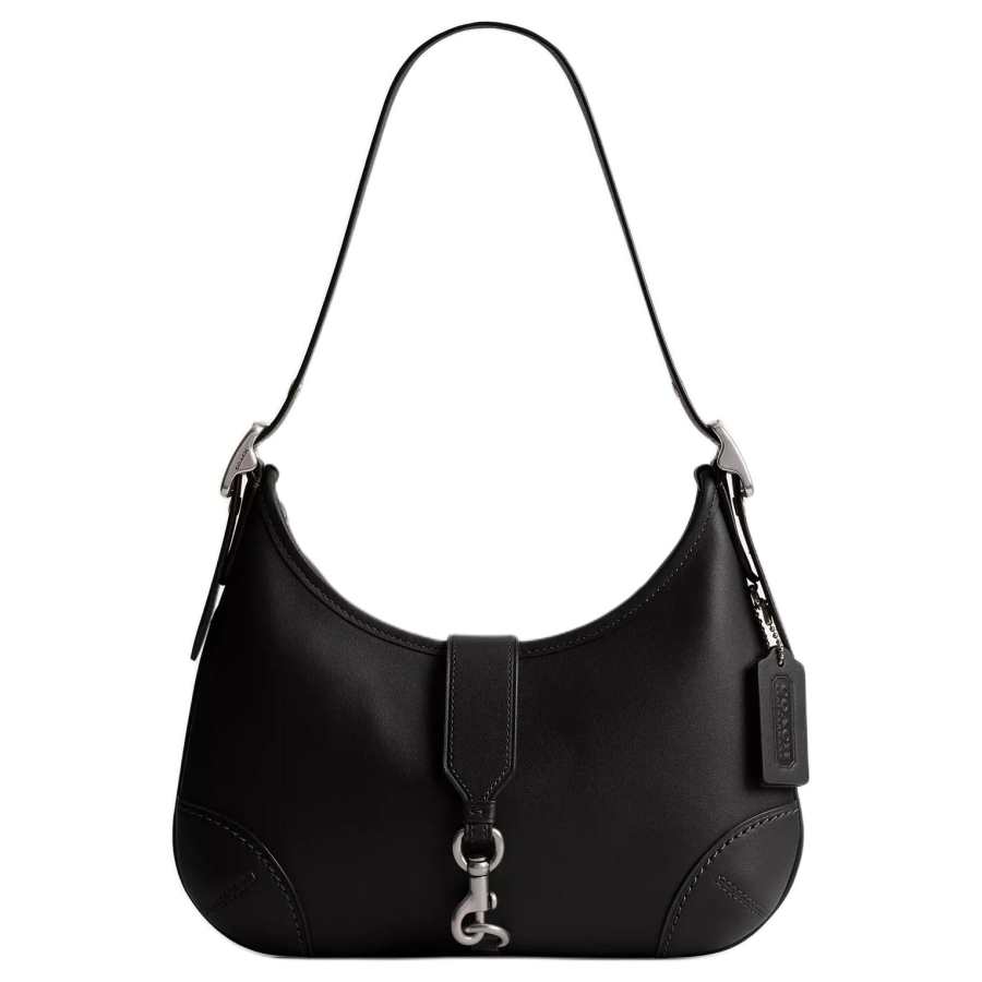 COACH Hamptons Leather Hobo Bag, Handbag, Shoulder Bag Large Women's Black