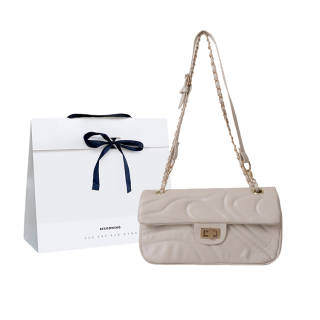 Yakuss Lock Closure Pu Shoulder Bag Women's Black/White