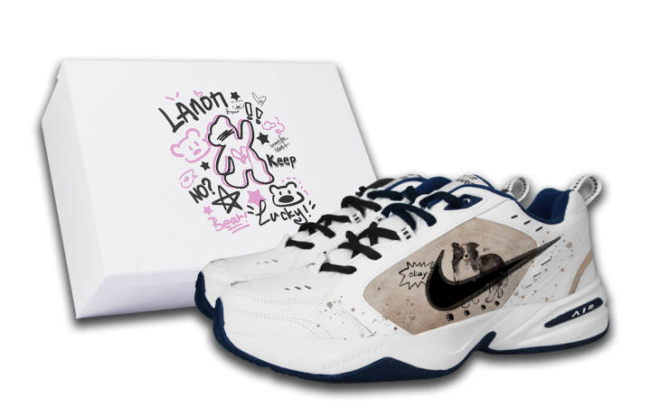Nike Nike Air Monarch 4 Chinese Pastoral Dog Thermal Coverage Low top Chunky Sneakers Unisex Black White