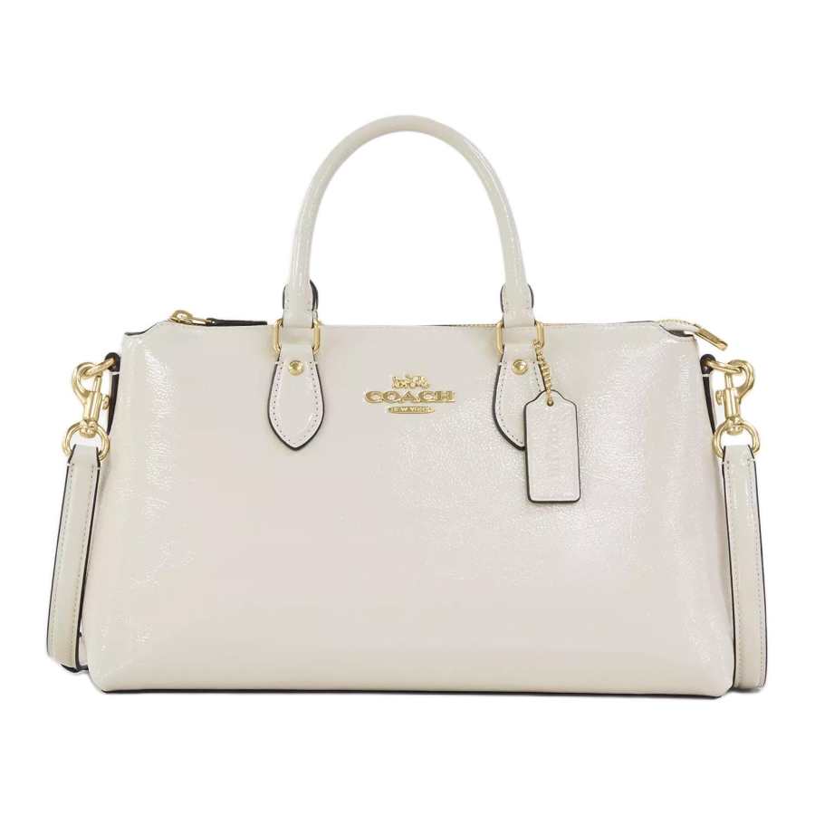 COACH Patent Leather Shoulder Bag, Crossbody Bag, Handbag Large Women's Pearl White