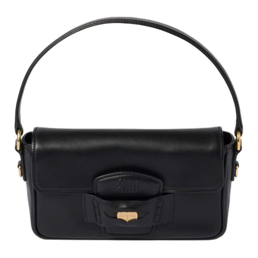 MIU MIU Penny Leather Shoulder Bag, Crossbody Bag, Handbag Regular Women's Black