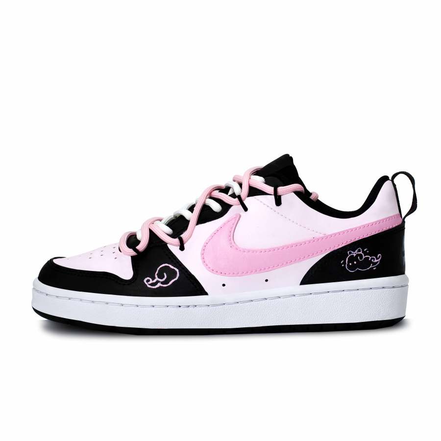 Nike Nike Court Borough Breathable Low top Kids' Skateboarding Shoes Black White Pink Teenagers