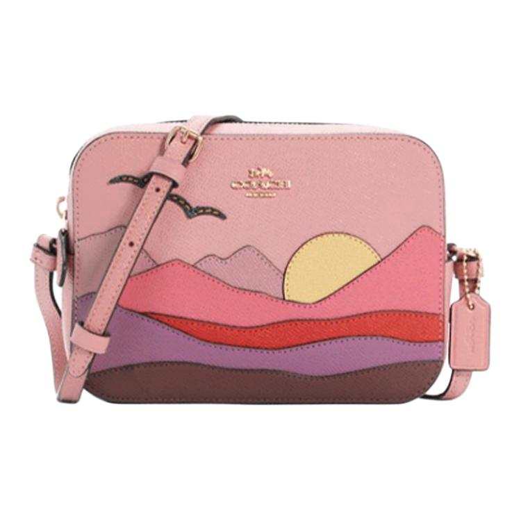 COACH Camera Leather Camera Bag, Shoulder Bag, Crossbody Bag Mini Women's Pink Multicolor
