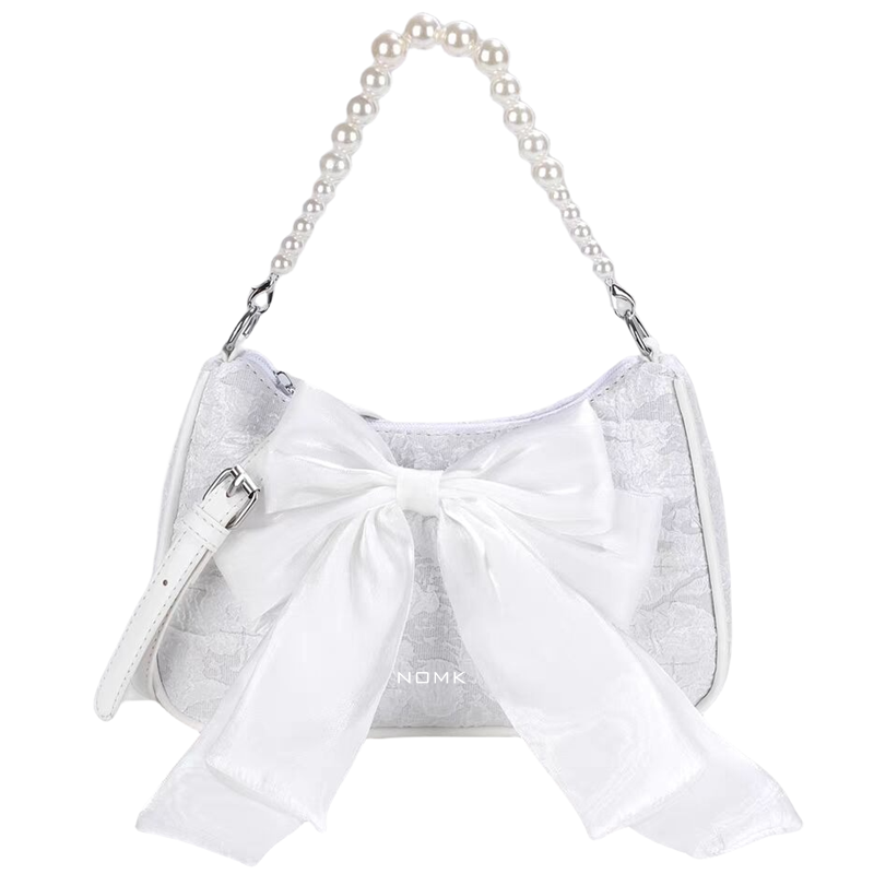 NOMK Canvas Shoulder Bag, Crossbody Handbag Regular Women's Pink/White