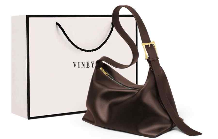 VINEY Cow Leather Shoulder Bag, Crossbody Bag, Tote Bag, Shopping Bag Large Women's Coffee