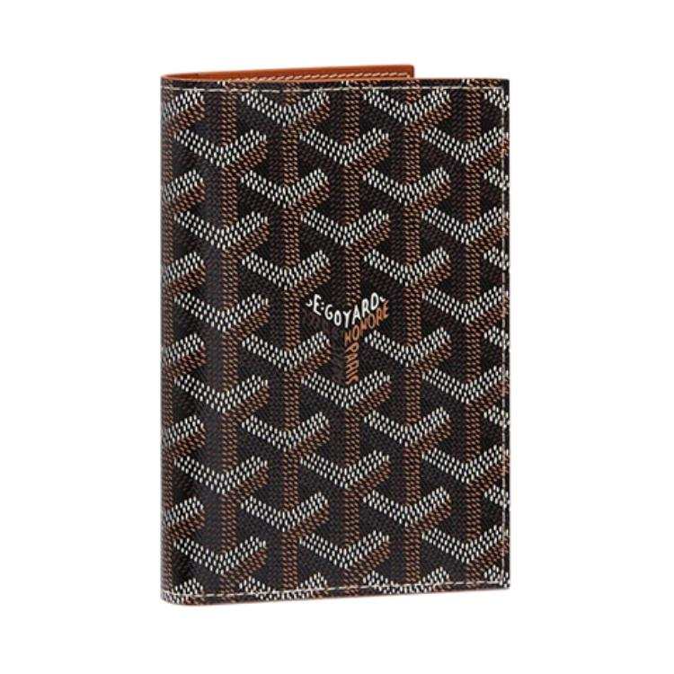 GOYARD Grenelle Canvas With Leather Card Holder Passport Holder Unisex Black/Brown