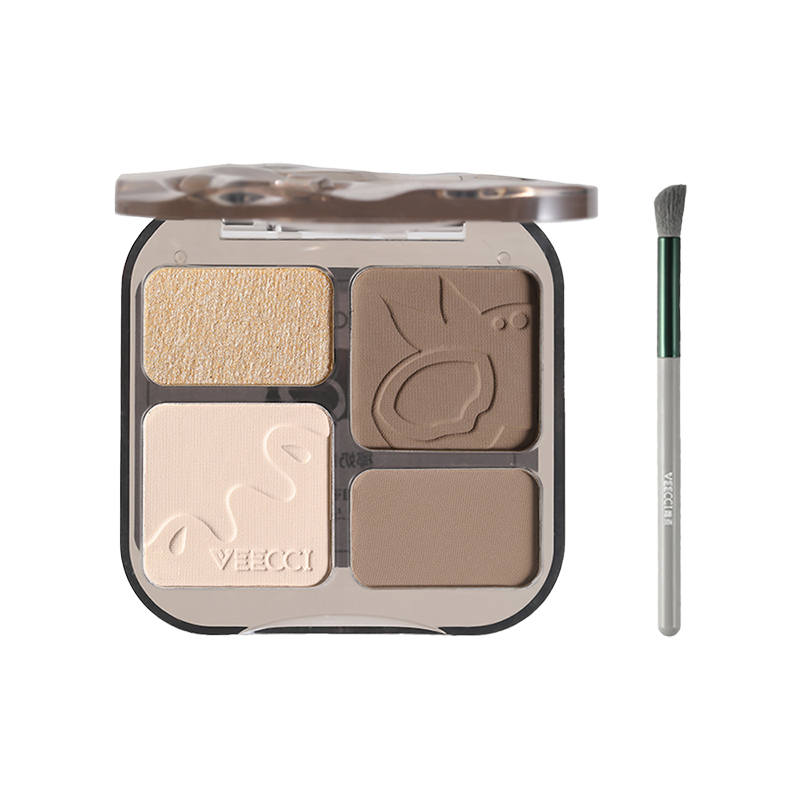 VEECCI Highlighter & Contouring Palette+Icy Clear Lip Gloss+Long Lasting Blush Makeup Set Box